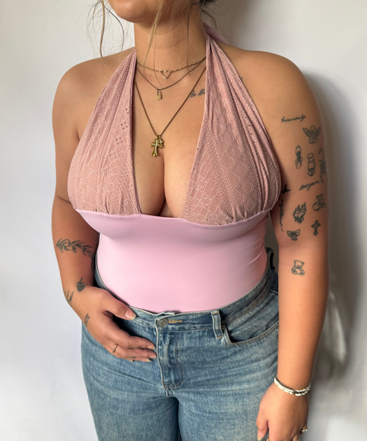 Embroidered Halter Top Pink (M/L)
