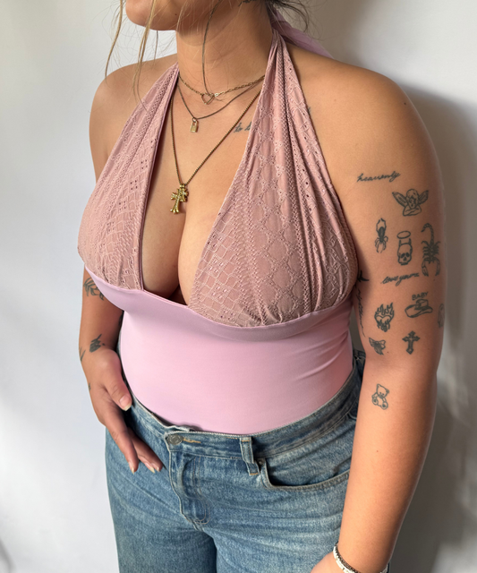Embroidered Halter Top Pink (M/L)